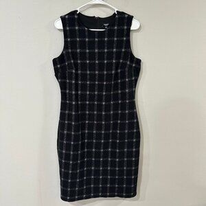 NWT Premise Black White Sheath Sleeveless Mini Plaid Dress Women's Size 8